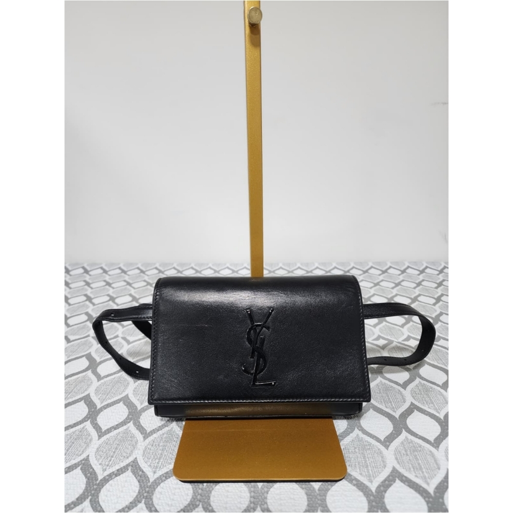Saint Laurent Kate Monogram Leather Crossbody Bag Black